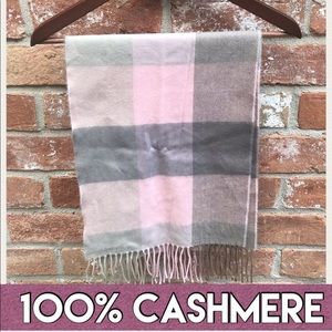 💯 Cashmere Plaid Pink and Gray Scarf
